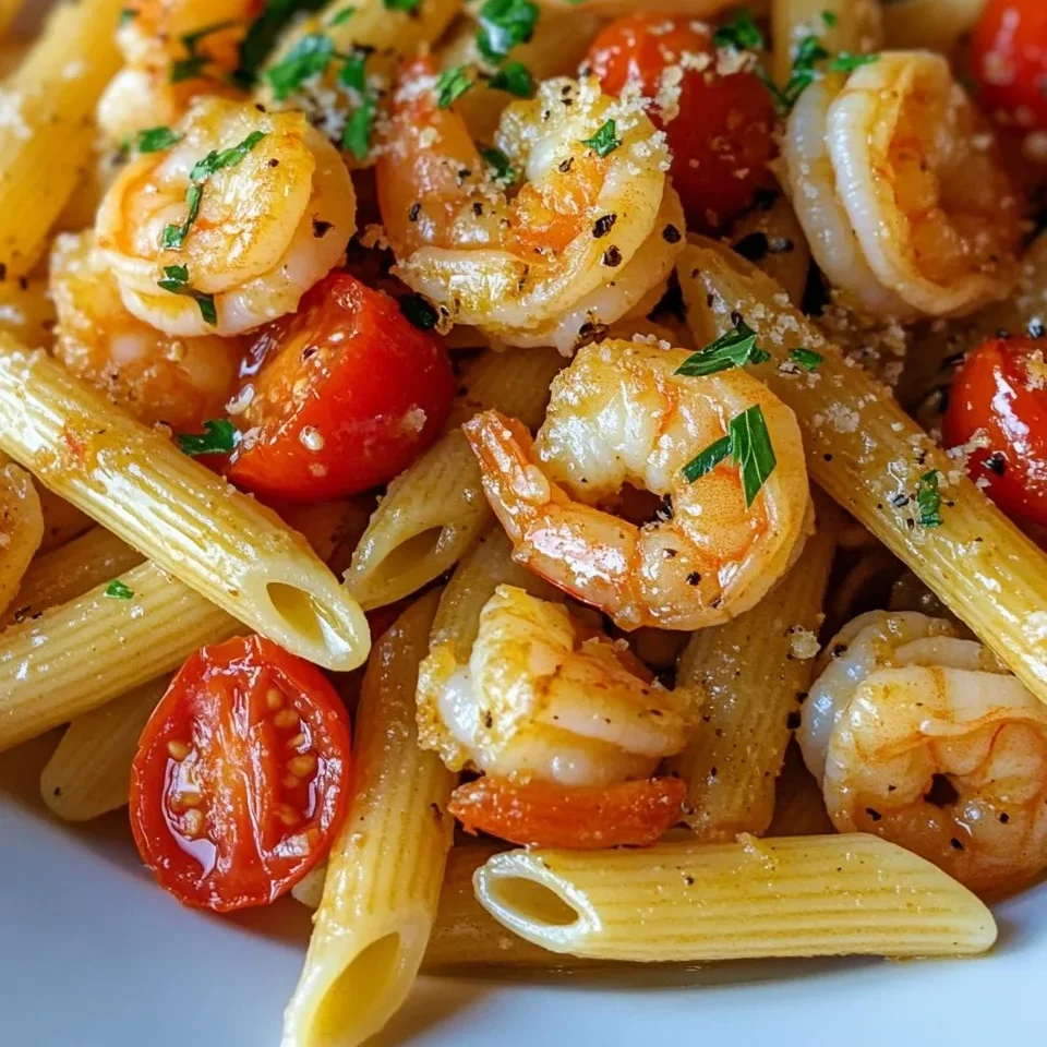 Pasta Penne con Camarones Fritos
