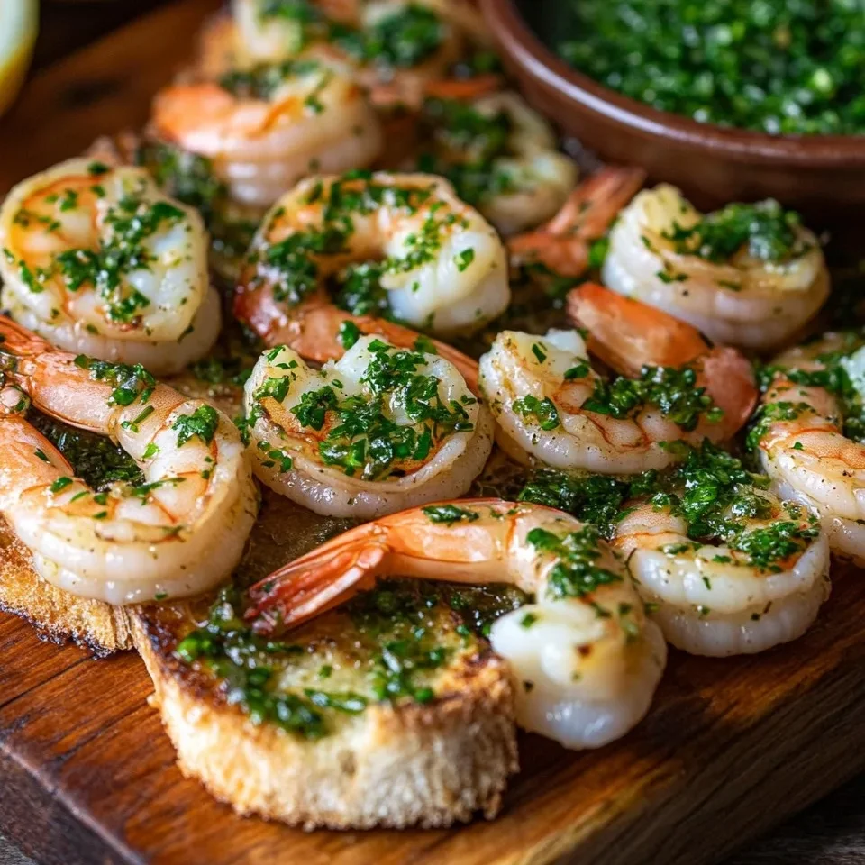 Gambas al Ajillo con Pan a la Parrilla