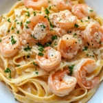 Fettuccine Alfredo con Salmón y Camarones Cremosos