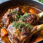 Osobuco de Cordero a Fuego Lento con Ajo, Hierbas y Vino Tinto
