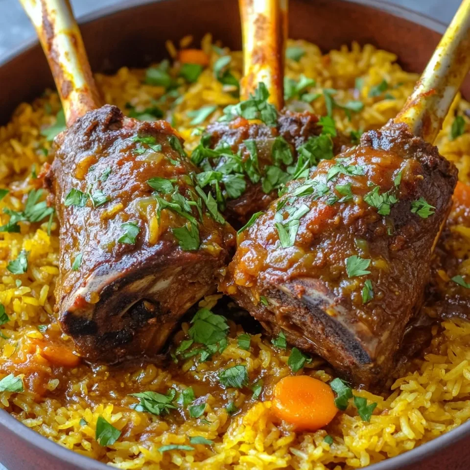 Pierna de Cordero Estofada con Arroz con Azafrán