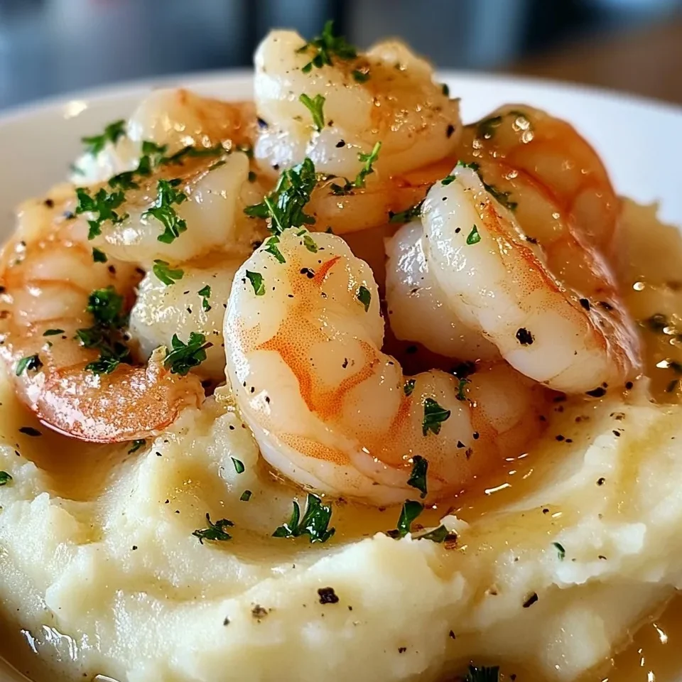 Camarones al Ajo con Puré de Papas
