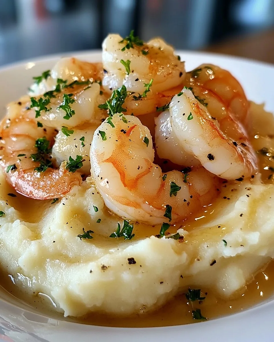 Camarones al Ajo con Puré de Papas