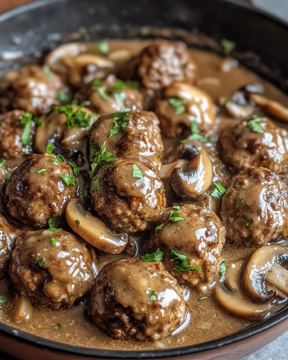 Albóndigas de Salisbury con Salsa de Champiñones
