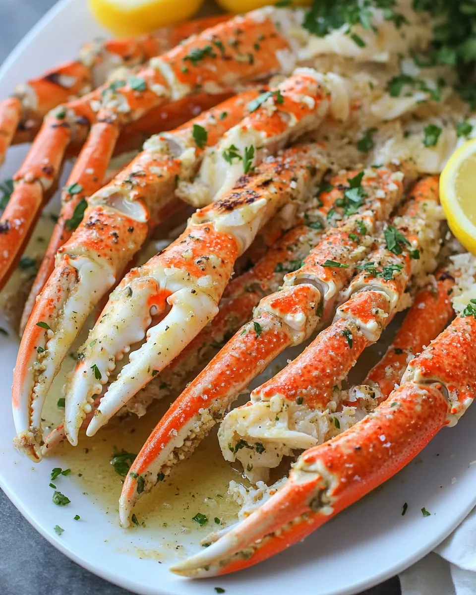 Piernas de Cangrejo a la Parrilla con Salsa de Mantequilla de Ajo