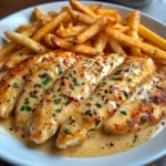 Hähnchenfilet in würziger, cremiger Knoblauch-Parmesan-Sauce.