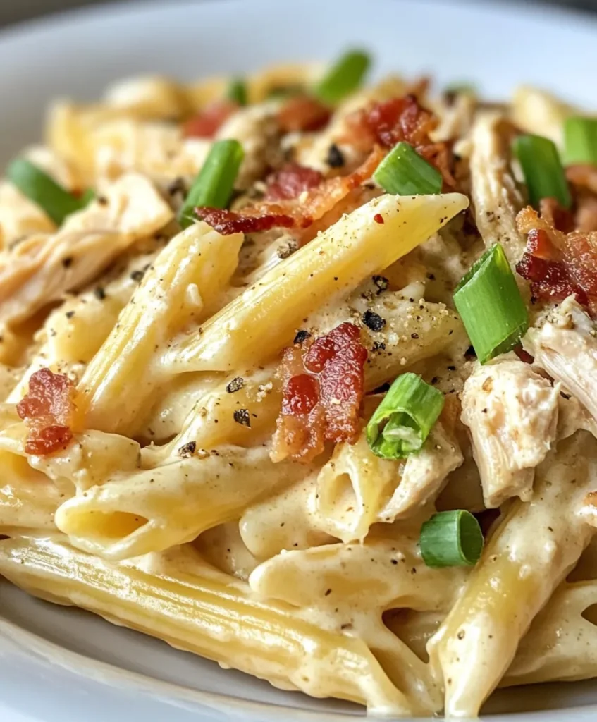 Pasta cremosa de pollo, tocino y aderezo ranch