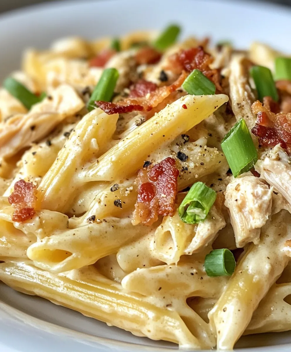 Pasta cremosa de pollo, tocino y aderezo ranch