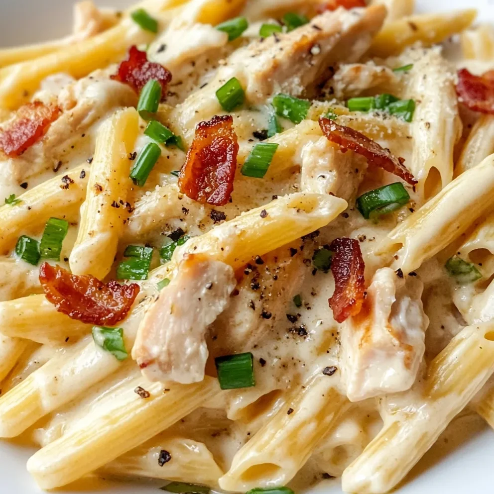 Pasta cremosa de pollo, tocino y aderezo ranch