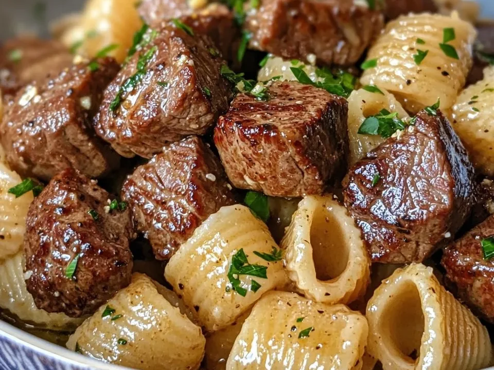Bocaditos de Carne con Mantequilla de Ajo y Conchas Cremosas de Parmesano