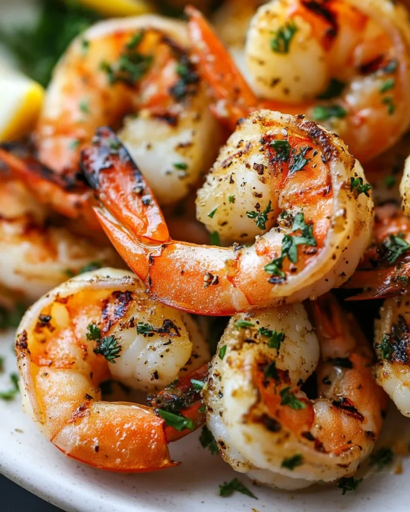 Camarones a la parrilla con mantequilla de ajo y perejil