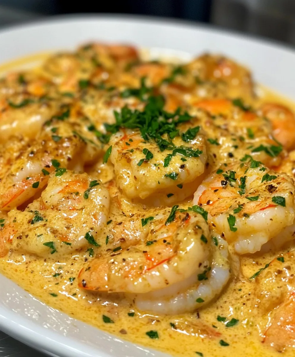 Camarones en mantequilla de ajo cremosa
