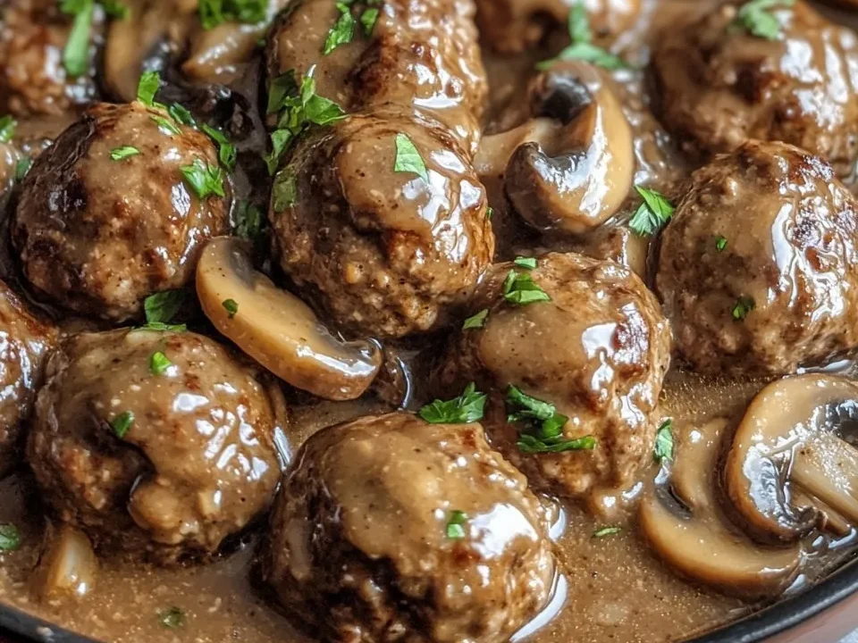 Albóndigas de Salisbury con Salsa de Champiñones