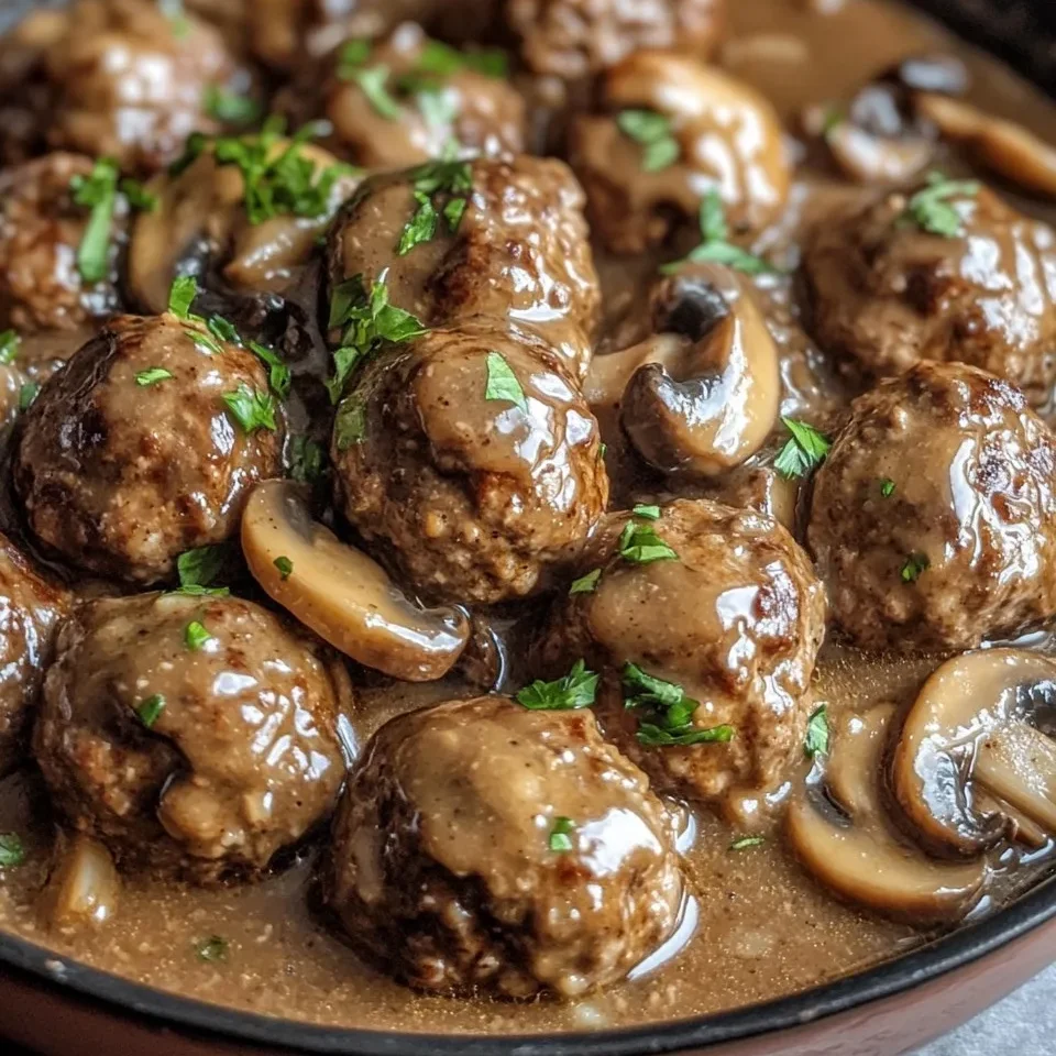Albóndigas de Salisbury con Salsa de Champiñones