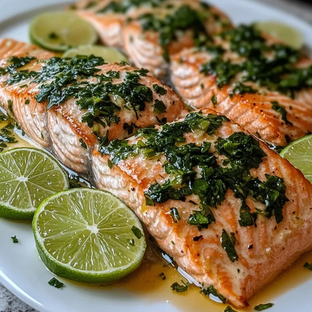Salmón con mantequilla de ajo y lima