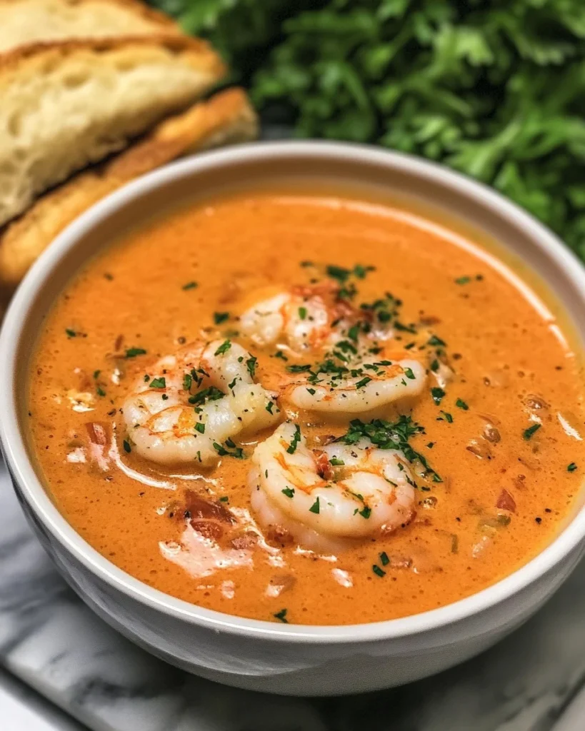 Bisque de Cangrejo y Camarones Sedoso con Hierbas Frescas