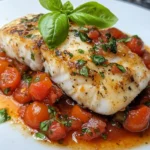 Bacalao Mediterráneo a la Sartén con Salsa de Tomate y Albahaca