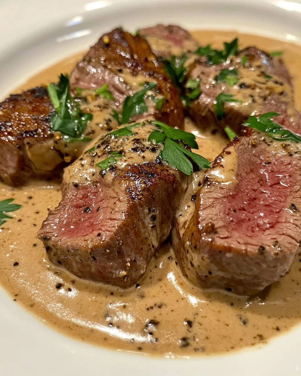 Filete de Res en Salsa de Crema de Pimienta