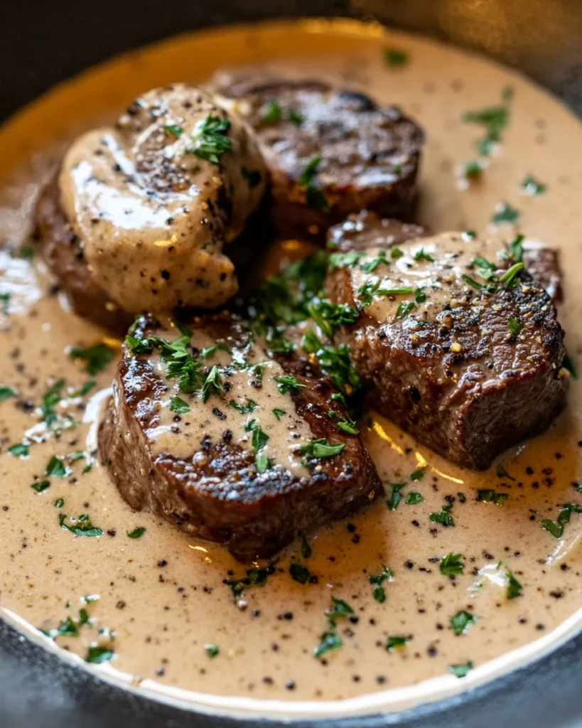 Filete de Res en Salsa de Crema de Pimienta