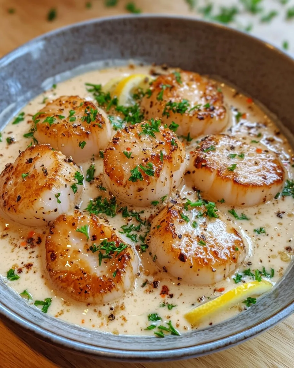 Scallops con mantequilla de limón cremosa