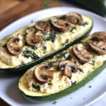 Botes de Calabacín Rellenos de Espinacas, Champiñones y Ricotta