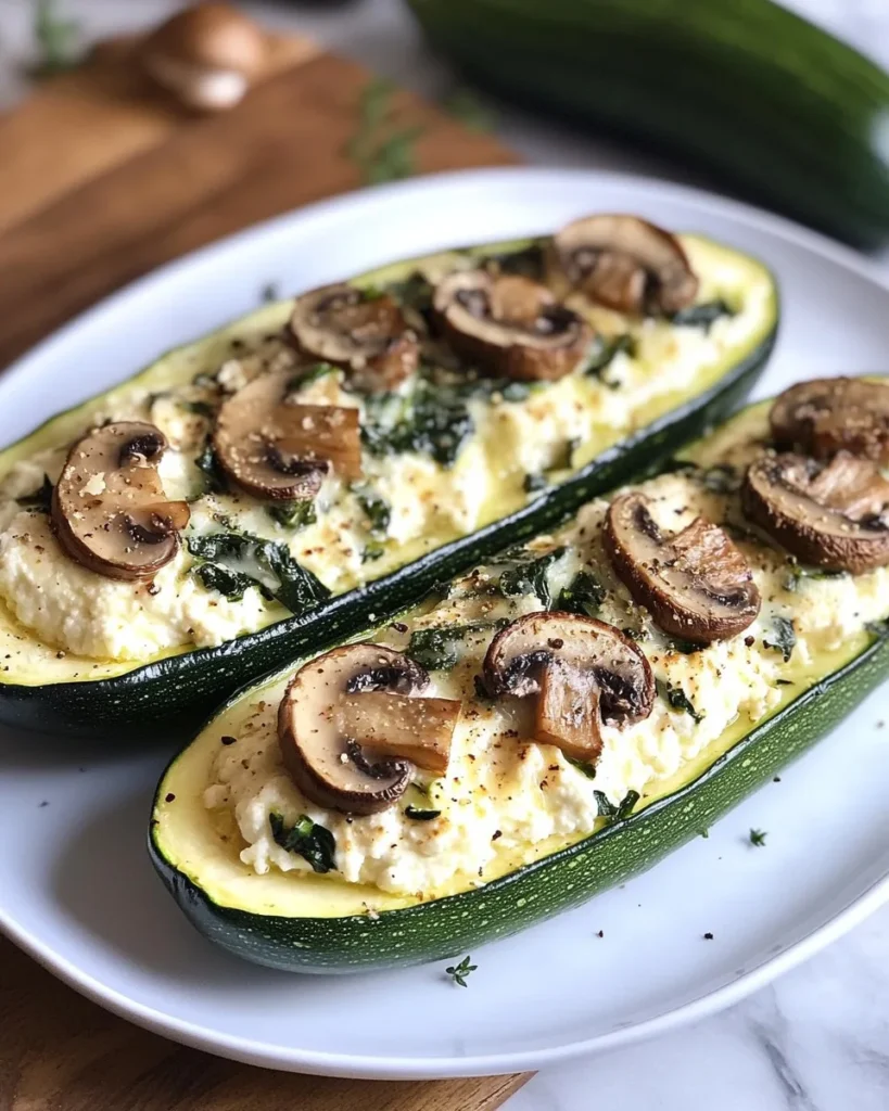 Botes de Calabacín Rellenos de Espinacas, Champiñones y Ricotta