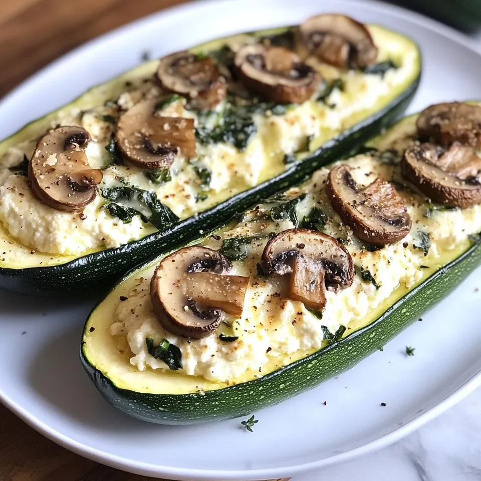 Botes de Calabacín Rellenos de Espinacas, Champiñones y Ricotta