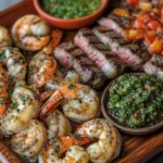 Camarones y Bistec a la Parrilla con Salsa Chimichurri