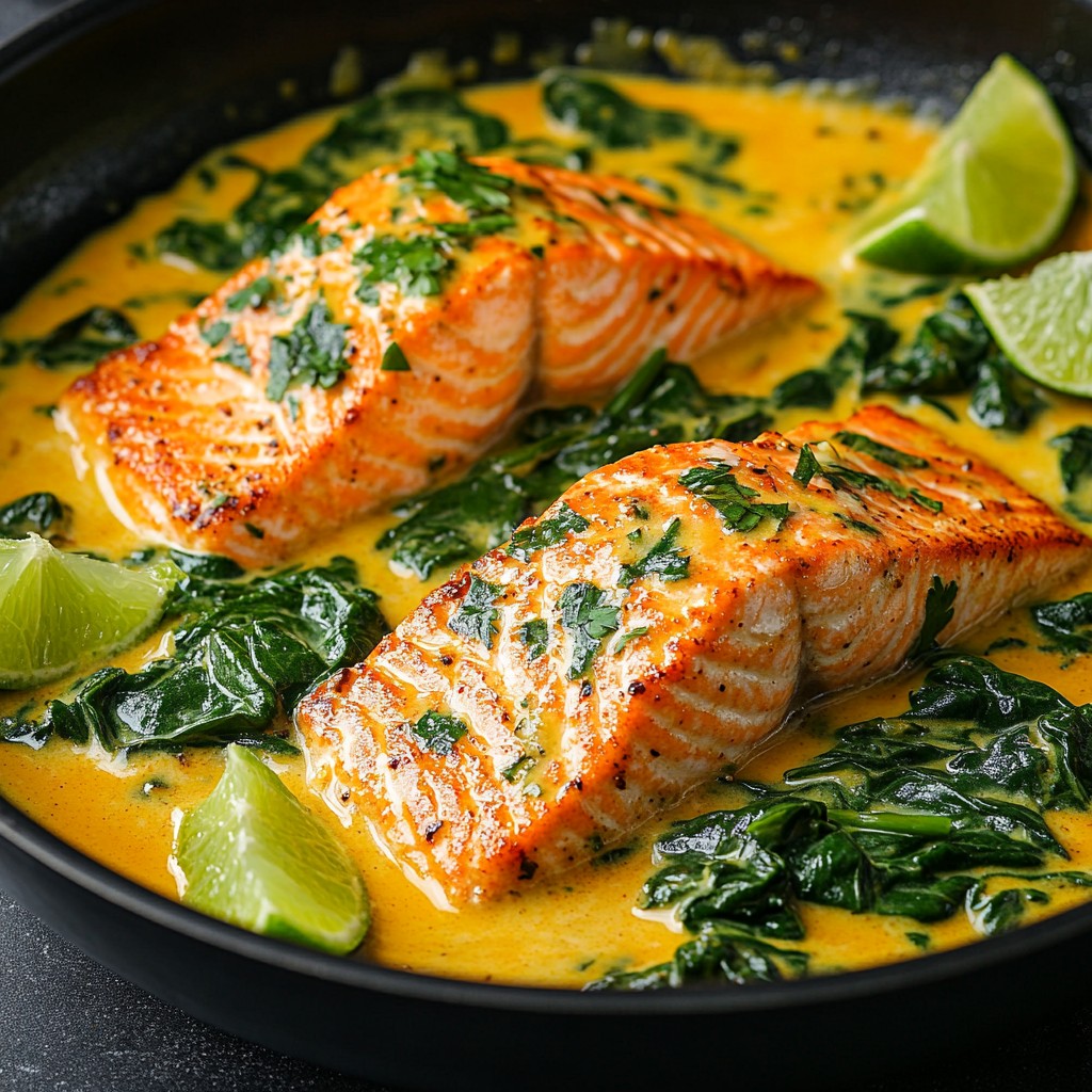 Salmón al Curry de Coco en una Sola Sartén