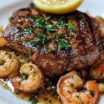 Camarones al Ajillo con Bistec a la Parrilla