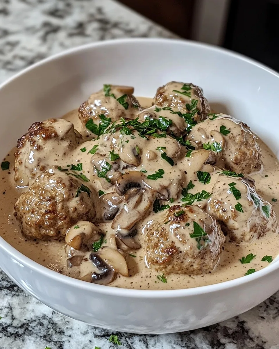 Albóndigas Caseras con Salsa de Crema de Champiñones