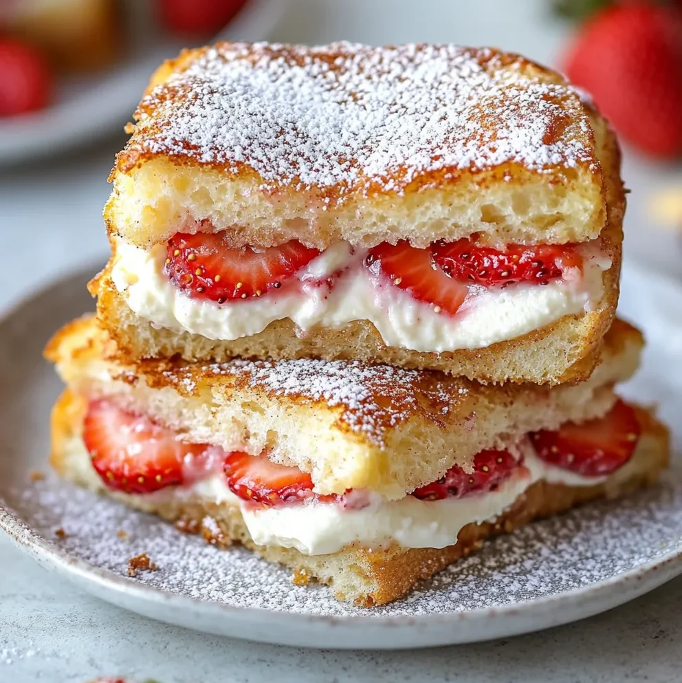 Sándwiches de Cheesecake de Fresa Fritos