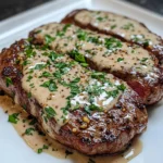 Bistec con Salsa de Crema de Ajo y Bourbon delicioso.