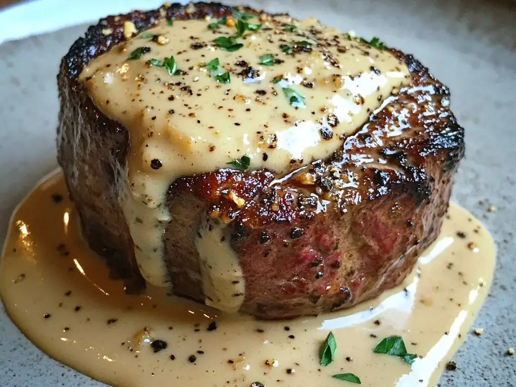 Filete Mignon con Salsa Cremosa de Mostaza y Parmesano