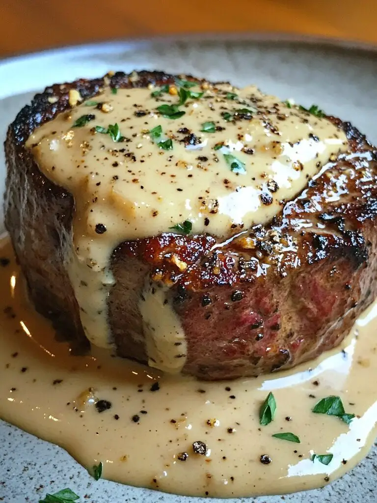 Filete Mignon con Salsa Cremosa de Mostaza y Parmesano