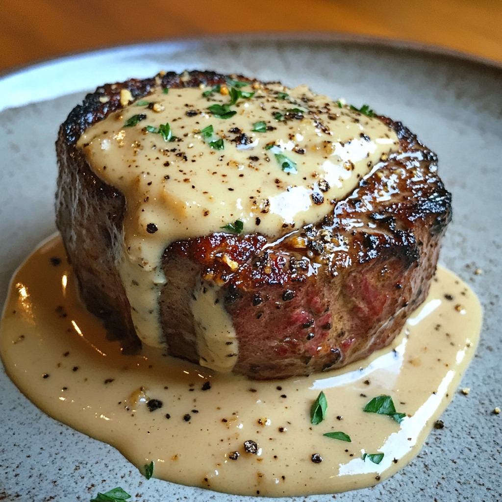 Filete Mignon con Salsa Cremosa de Mostaza y Parmesano