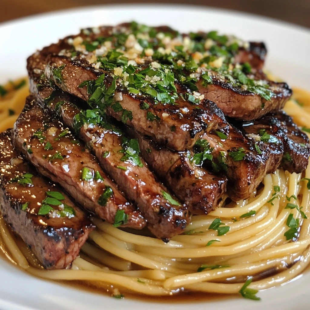 Carne de Res con Miel y Ajo con Pasta